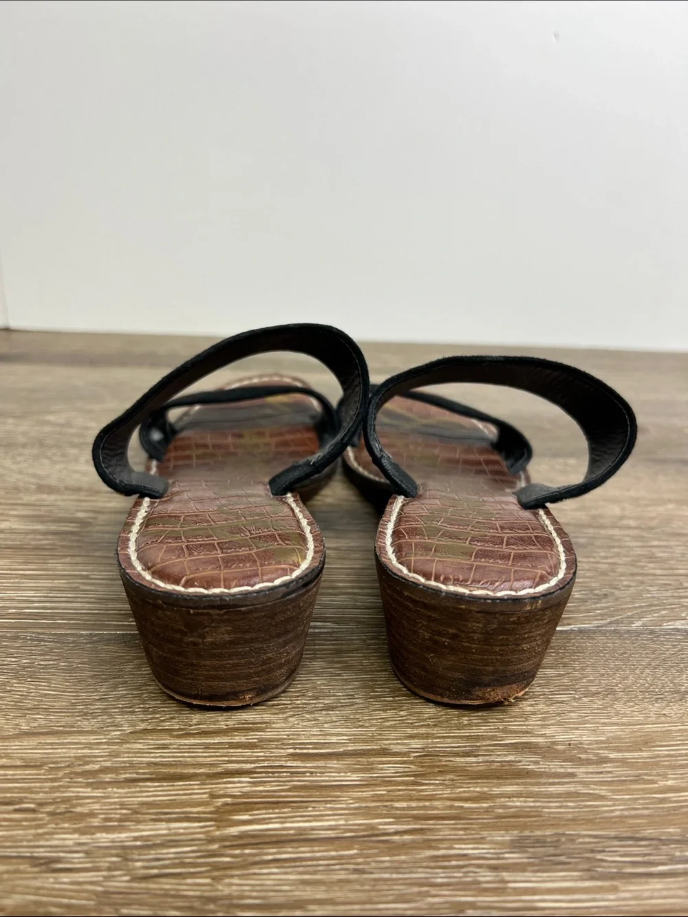 Sam Edelman Shellie Black Suede Double Strap Slide Sandals Size 8